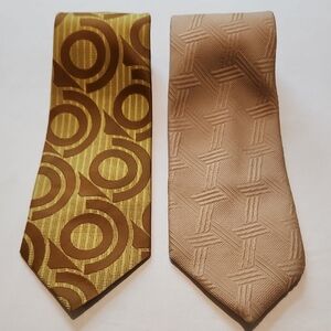 Vintage | Polyester Gold Swirl | Polyester Tan Tie Set 2
